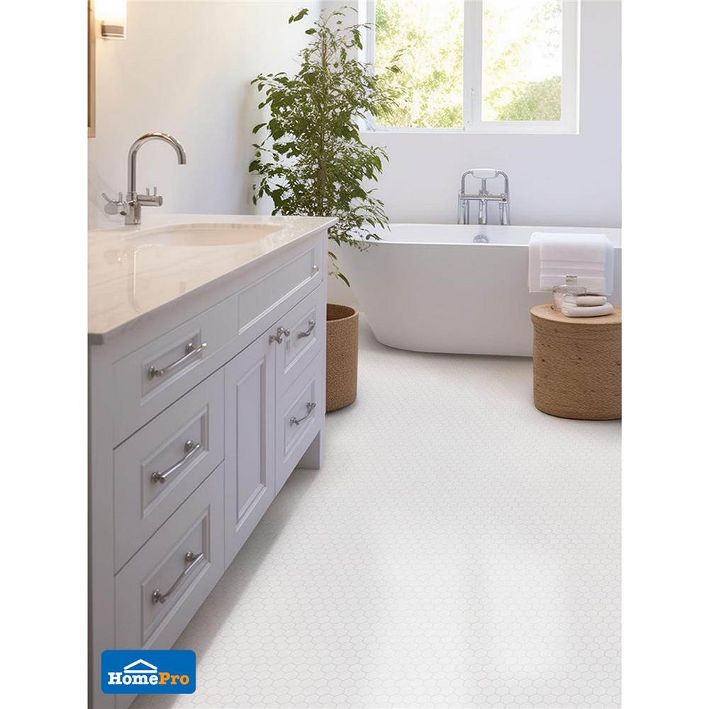 โมเสคพอร์ซเลน 26.5x31 ซม. TARA ไทนี่ ไวท์ เฮค กลอส ขาว