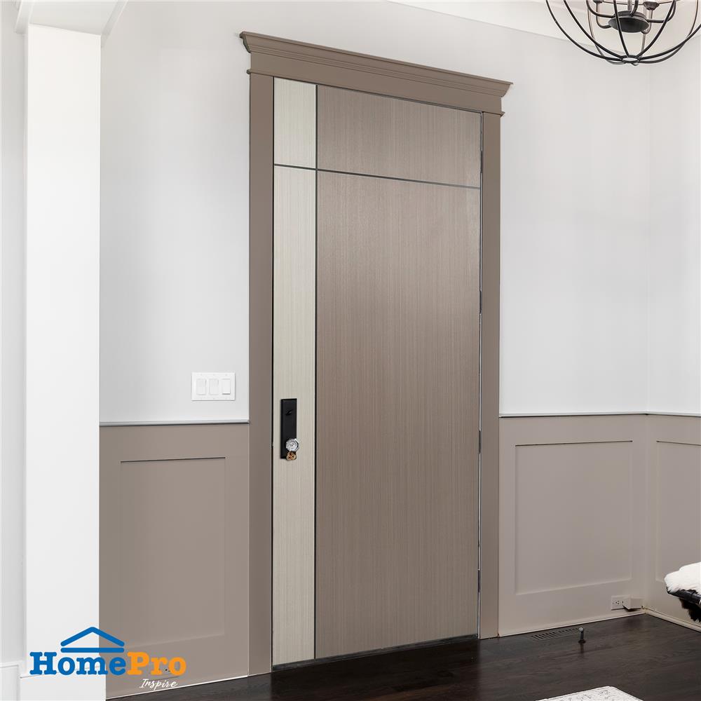 ประตูภายใน UPVC AZLE L0A-G2C 80X200 ซม. สี ASH/STONE GREY เจาะลูกบิด