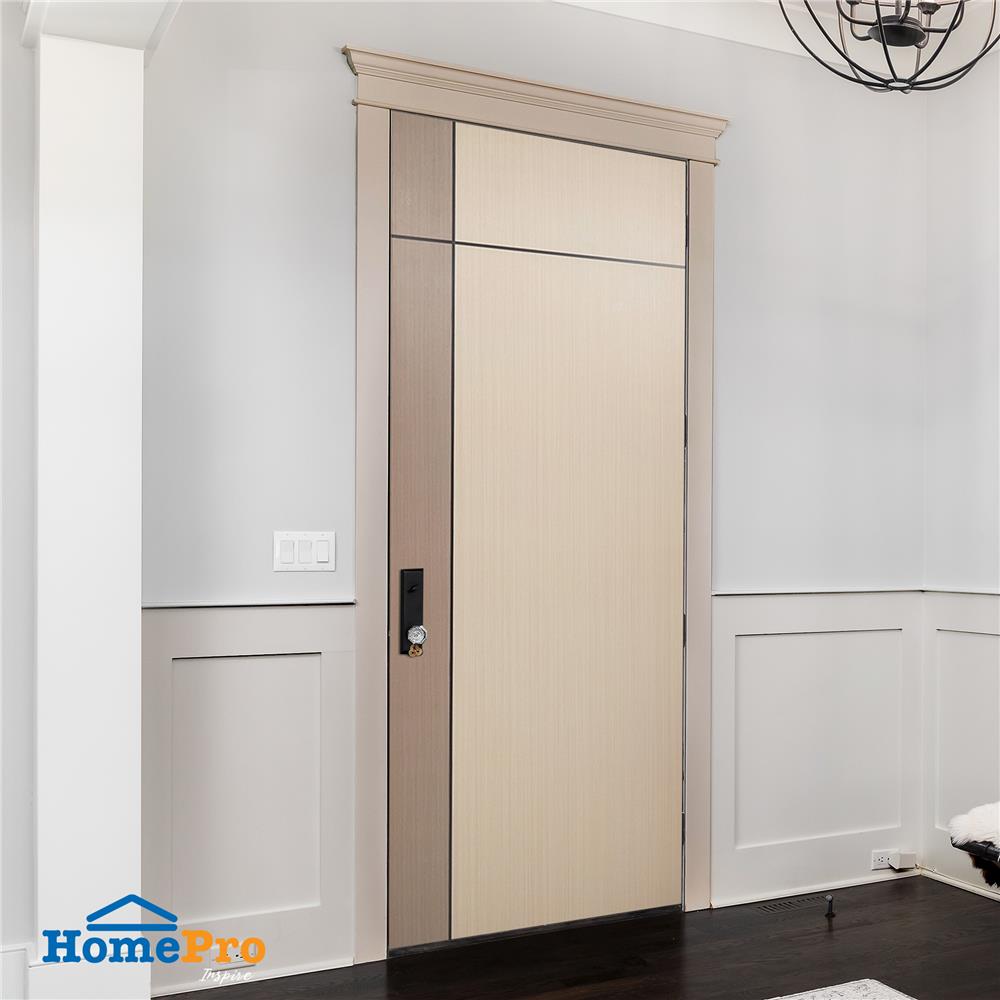 ประตูภายใน UPVC AZLE L0A-G2C 80X200 ซม. สี WALNUT/BEECH เจาะลูกบิด