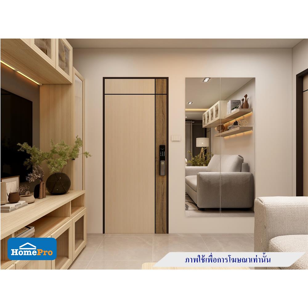 ประตูภายใน UPVC AZLE L0A-G2C 80X200 ซม. สี WALNUT/BEECH เจาะลูกบิด