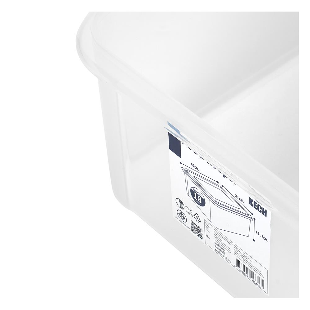 กล่องอาหารเหลี่ยม 18 ลิตร KECH CLOUD สีใส