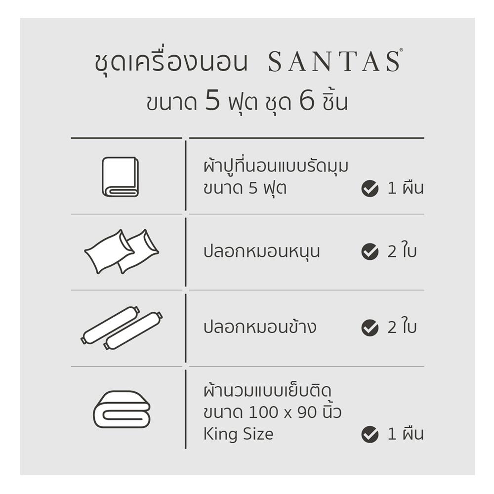 ชุดผ้าปูที่นอน 5 ฟุต 6 ชิ้น SANTAS GRITTY NA