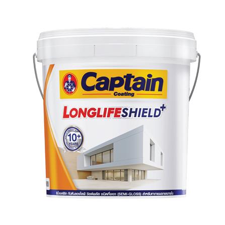 สีน้ำทาภายนอก ชนิดกึ่งเงา CAPTAIN LONGLIFESHIELDPLUS BASE A สีขาว 1 แกลลอน