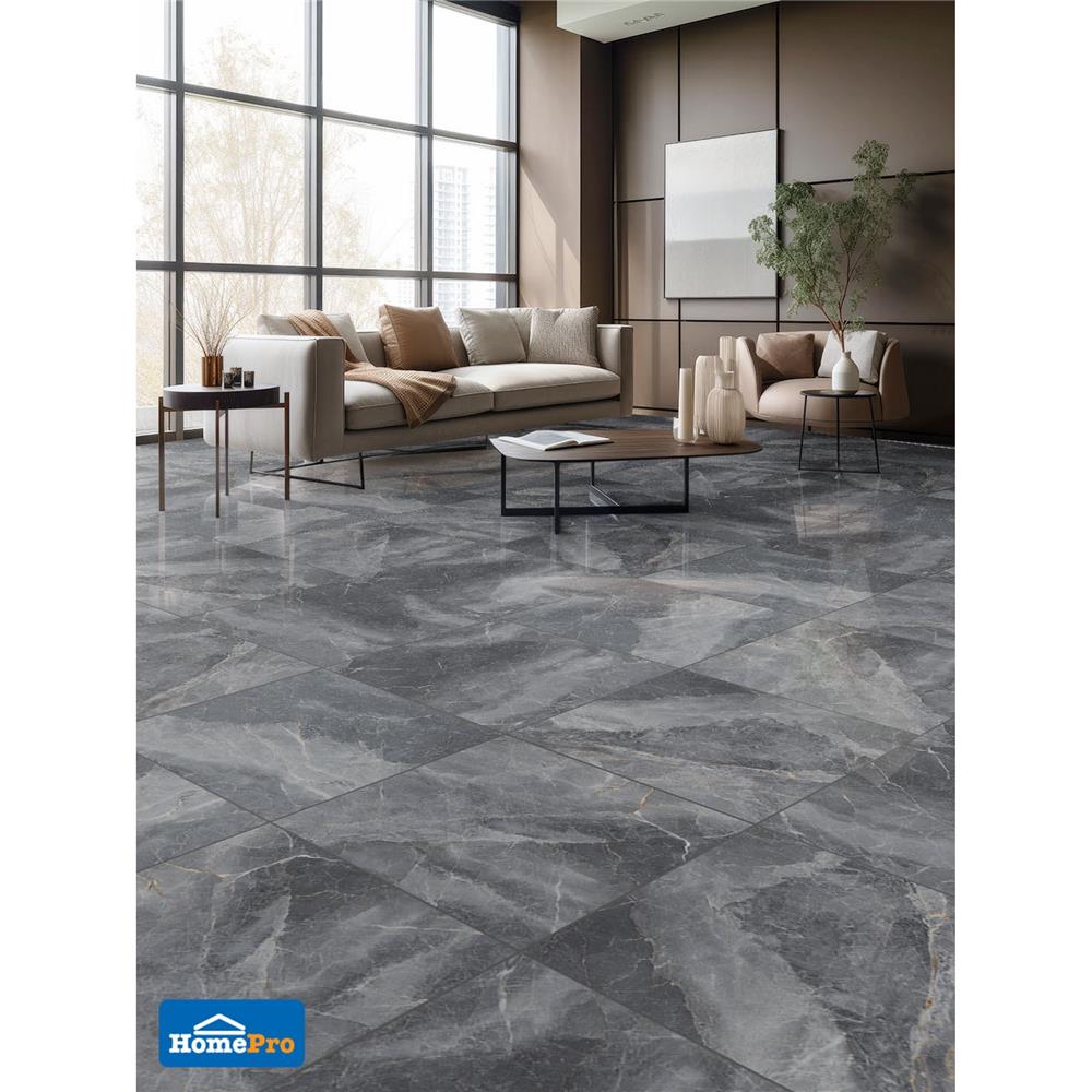 กระเบื้องพื้นพอร์ซเลน 60x60 ซม. TARA ฟาเดีย ดาร์กเกรย์ A 1.44 ตร.ม.