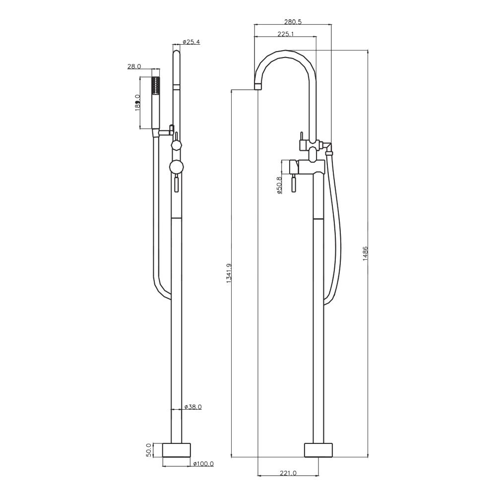 ก๊อกผสมอ่างอาบ WS WSS-2086CS สีสเตนเลส