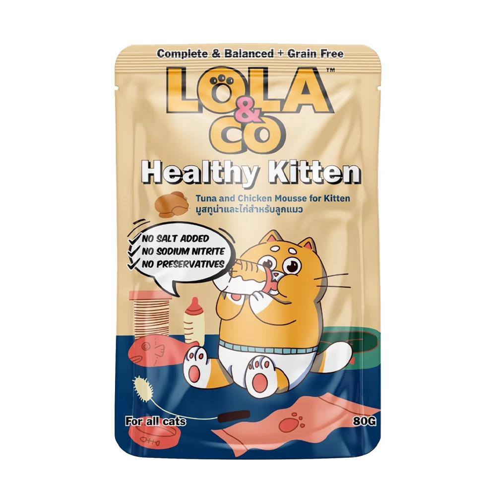 อาหารเปียกแมว LOLA&CO HEALTHY KITTEN TUNA AND CHICKEN MOUSSE 80 ก.