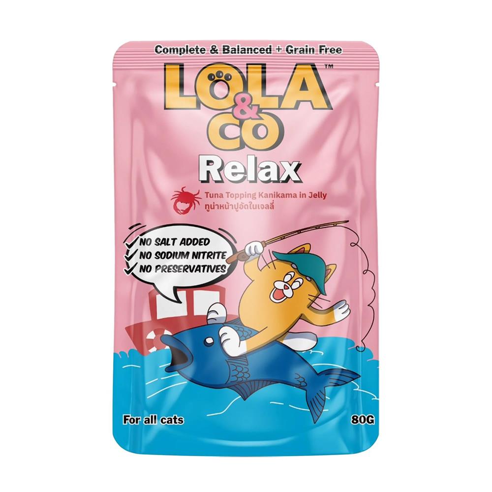อาหารเปียกแมว LOLA&CO RELAX TUNA TOPPING KANIKAMA IN JELLY 80 ก.