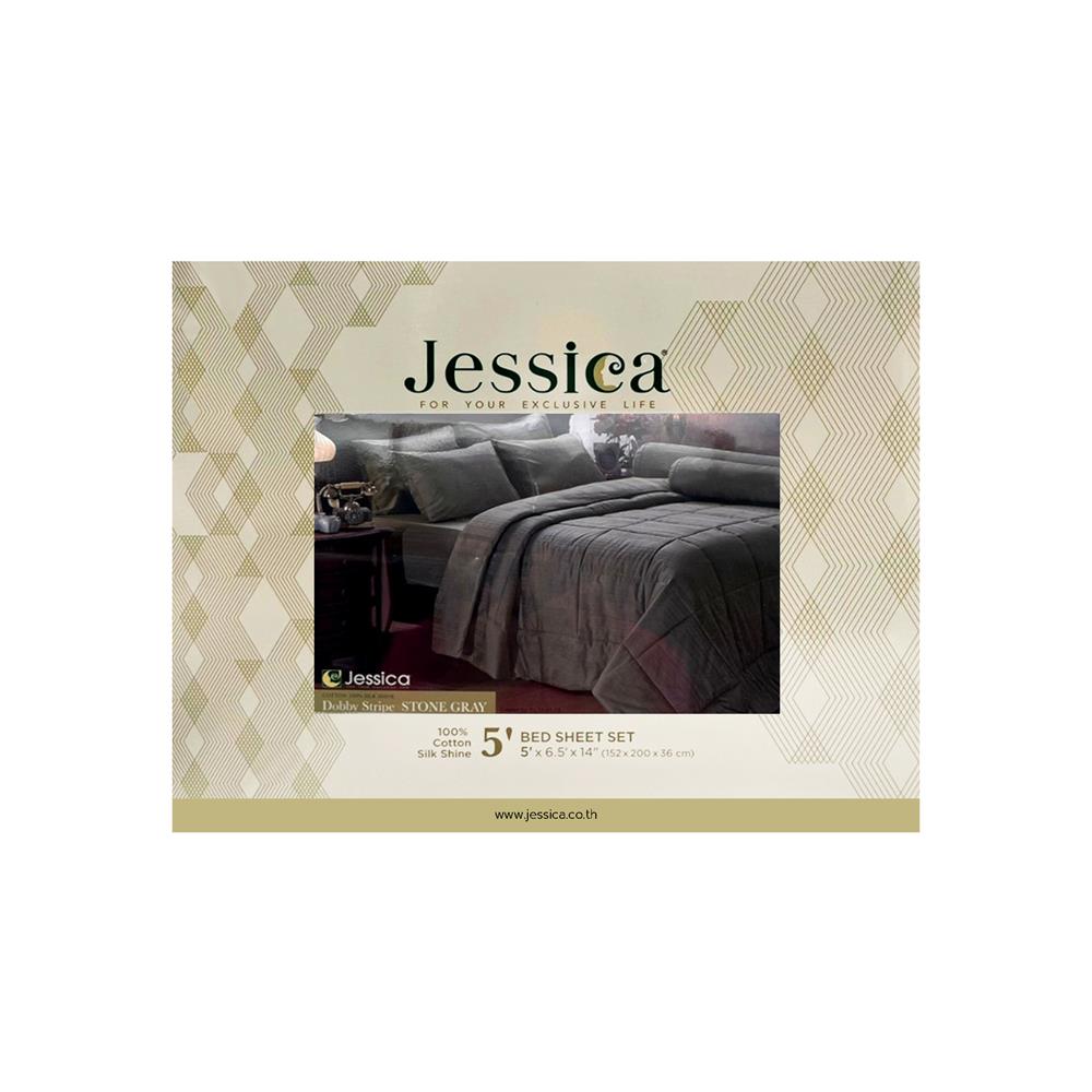 ชุดผ้าปูที่นอน 5 ฟุต 5 ชิ้น JESSICA STRIPE 20075-STONE GRAY