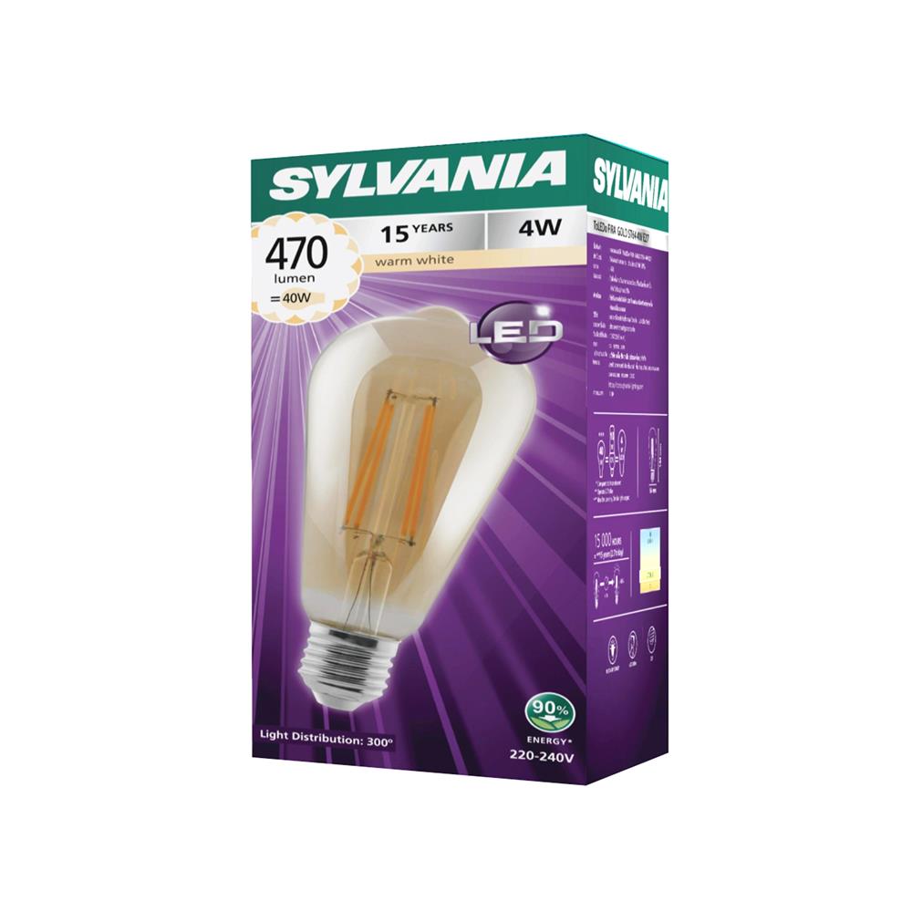 หลอด LED SYLVANIA ST64 FIRA GOLD 4 วัตต์ WARM WHITE E27