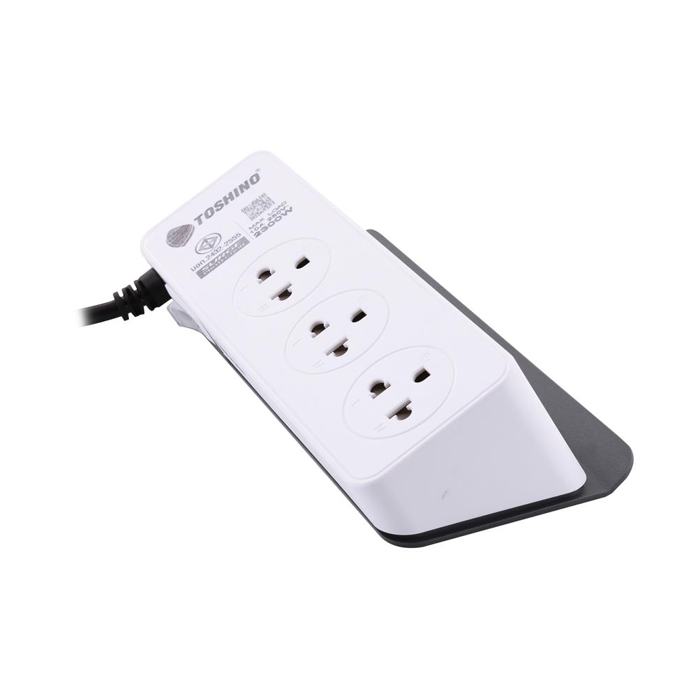 รางปลั๊กไฟ 3 ช่อง 1 สวิตซ์ PD20W+QC3.0+1USB 3.4A TOSHINO CW20PD 2 เมตร
