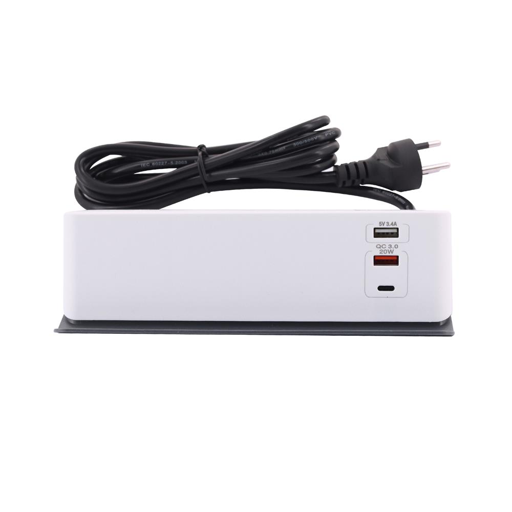 รางปลั๊กไฟ 3 ช่อง 1 สวิตซ์ PD20W+QC3.0+1USB 3.4A TOSHINO CW20PD 2 เมตร