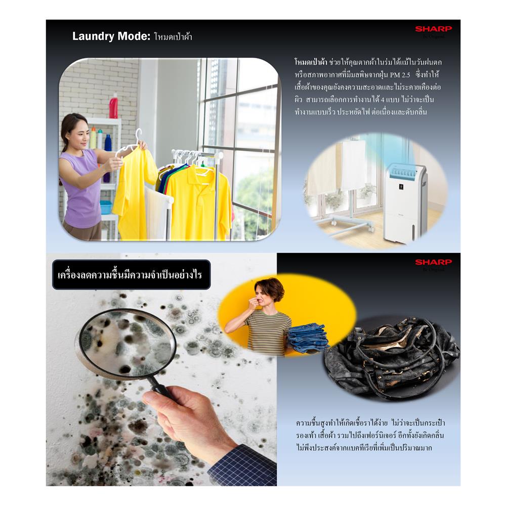 เครื่องขจัดความชื้น SHARP DW-D20A-W 50 ตารางเมตร