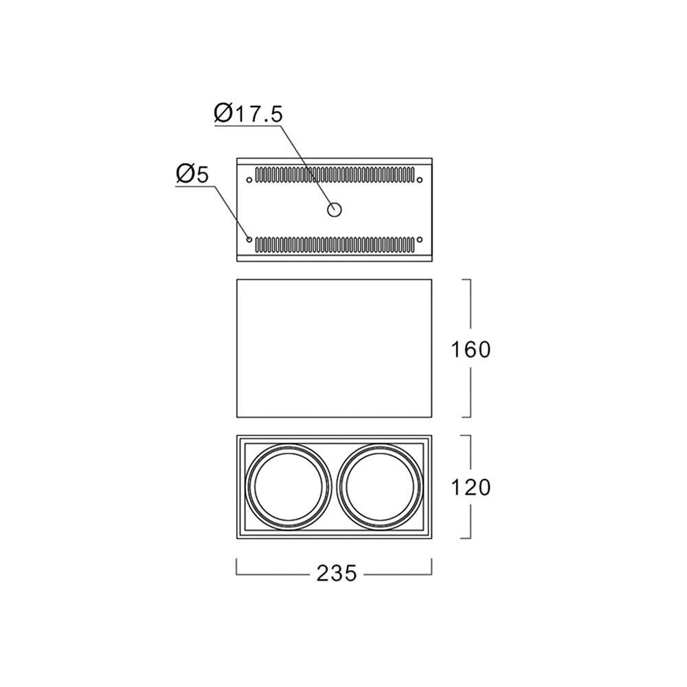ดาวน์ไลท์ LUMAX 25-01939 9.2 นิ้ว สีดำ เหลี่ยม