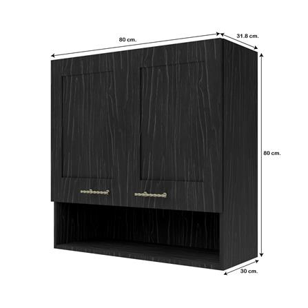 ตู้แขวนคู่พร้อมช่องโล่ง JUPITER D2 GLORY OAK 80x80 ซม. สีดำ_4