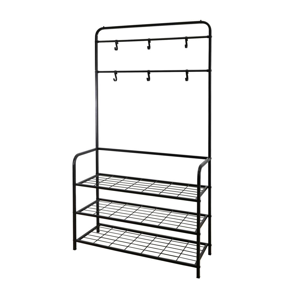 ชั้นวางรองเท้า 3 ชั้น พร้อมราวแขวน STACKO NOBLE 80x30x145 ซม. สีน้ำตาล_1