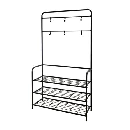 ชั้นวางรองเท้า 3 ชั้น พร้อมราวแขวน STACKO NOBLE 80x30x145 ซม. สีน้ำตาล