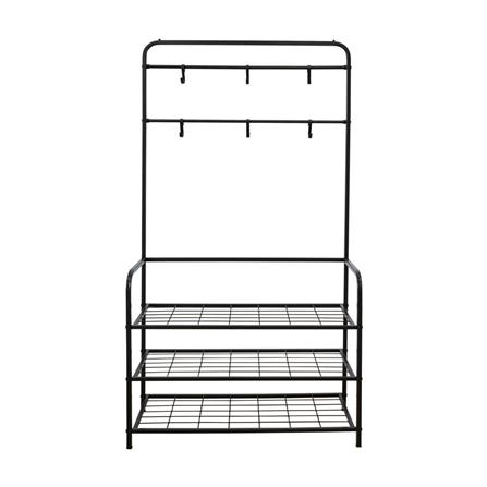 ชั้นวางรองเท้า 3 ชั้น พร้อมราวแขวน STACKO NOBLE 80x30x145 ซม. สีน้ำตาล_2
