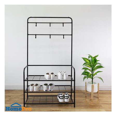 ชั้นวางรองเท้า 3 ชั้น พร้อมราวแขวน STACKO NOBLE 80x30x145 ซม. สีน้ำตาล_4