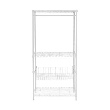 ตู้เสื้อผ้าราวแขวน 2 ชั้น 1 ตะกร้า PLIM 90 ซม. สีขาว_2