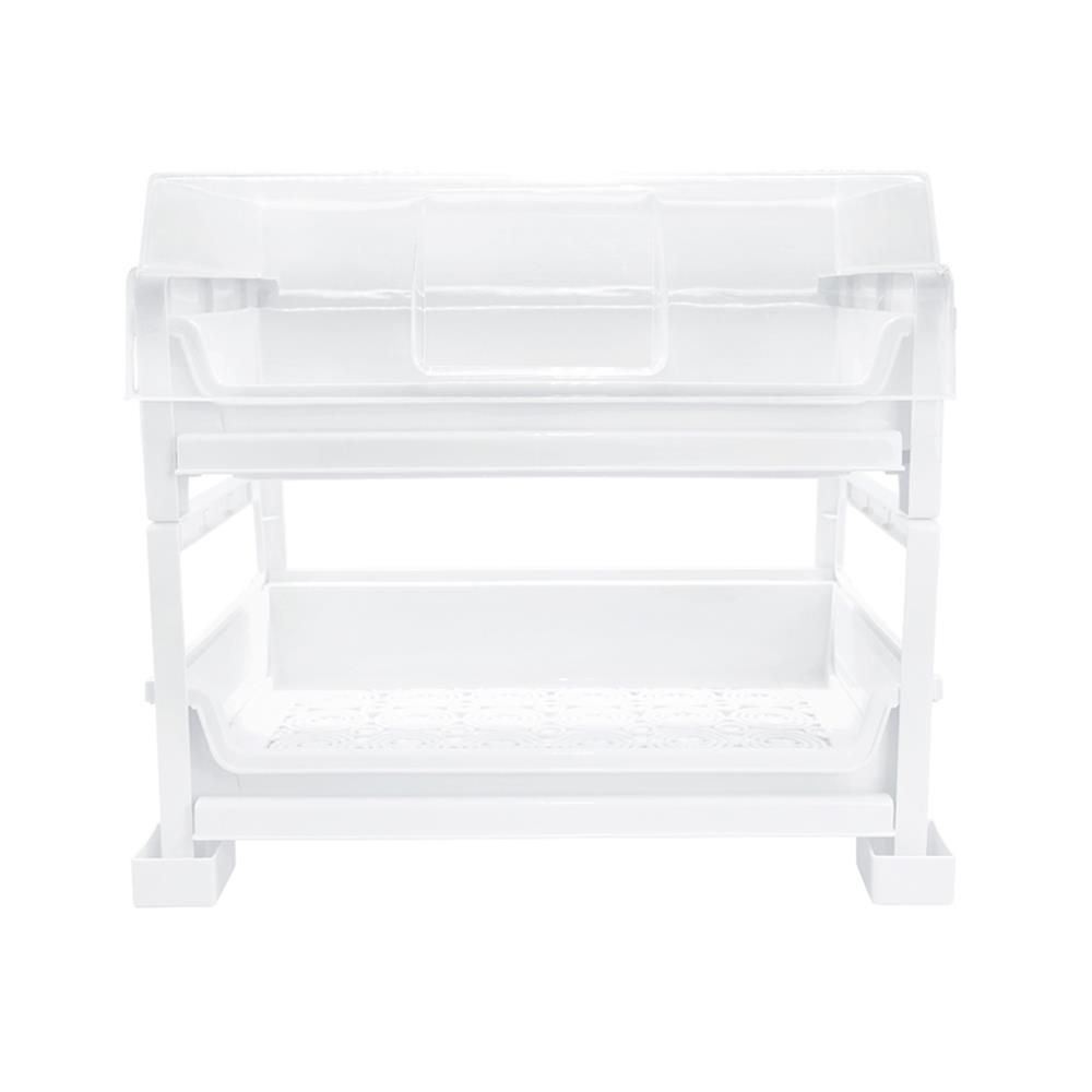 ชั้นคว่ำแก้วพลาสติก 2 ชั้น มีฝาครอบและขารอง KECH