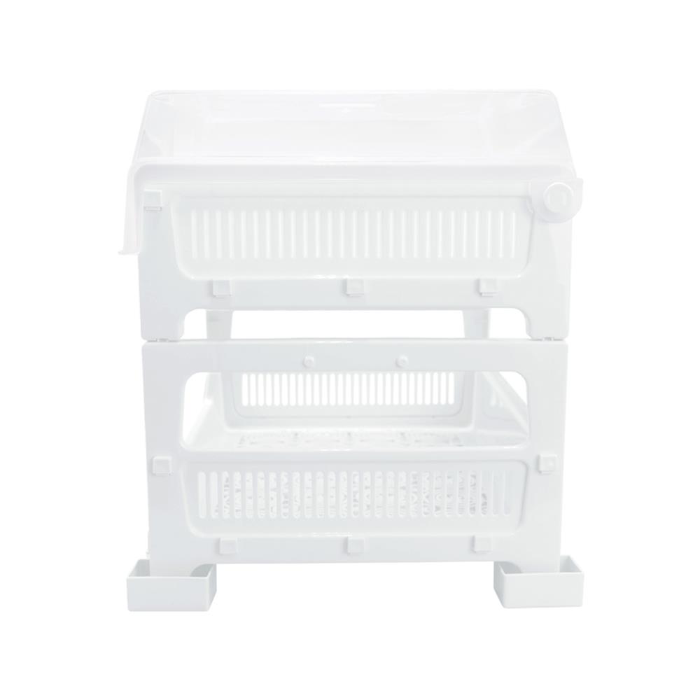 ชั้นคว่ำแก้วพลาสติก 2 ชั้น มีฝาครอบและขารอง KECH