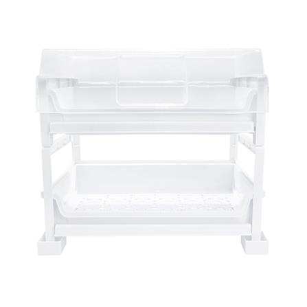 ชั้นคว่ำแก้วพลาสติก 2 ชั้น มีฝาครอบและขารอง KECH_1