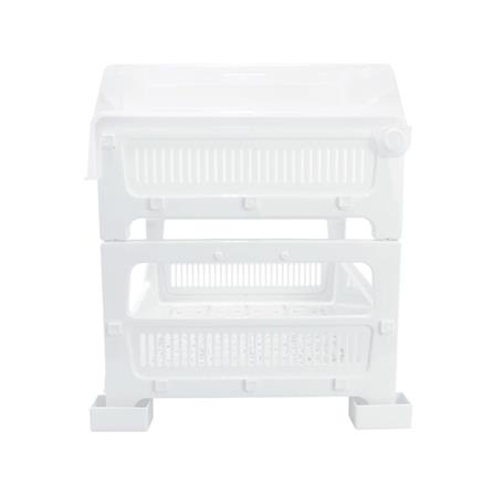 ชั้นคว่ำแก้วพลาสติก 2 ชั้น มีฝาครอบและขารอง KECH_2