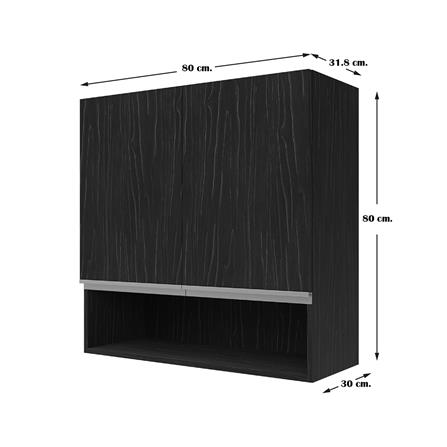ตู้แขวนคู่พร้อมช่องโล่ง JUPITER D2 CHACOAL OAK 80x80 ซม. สีดำ_4