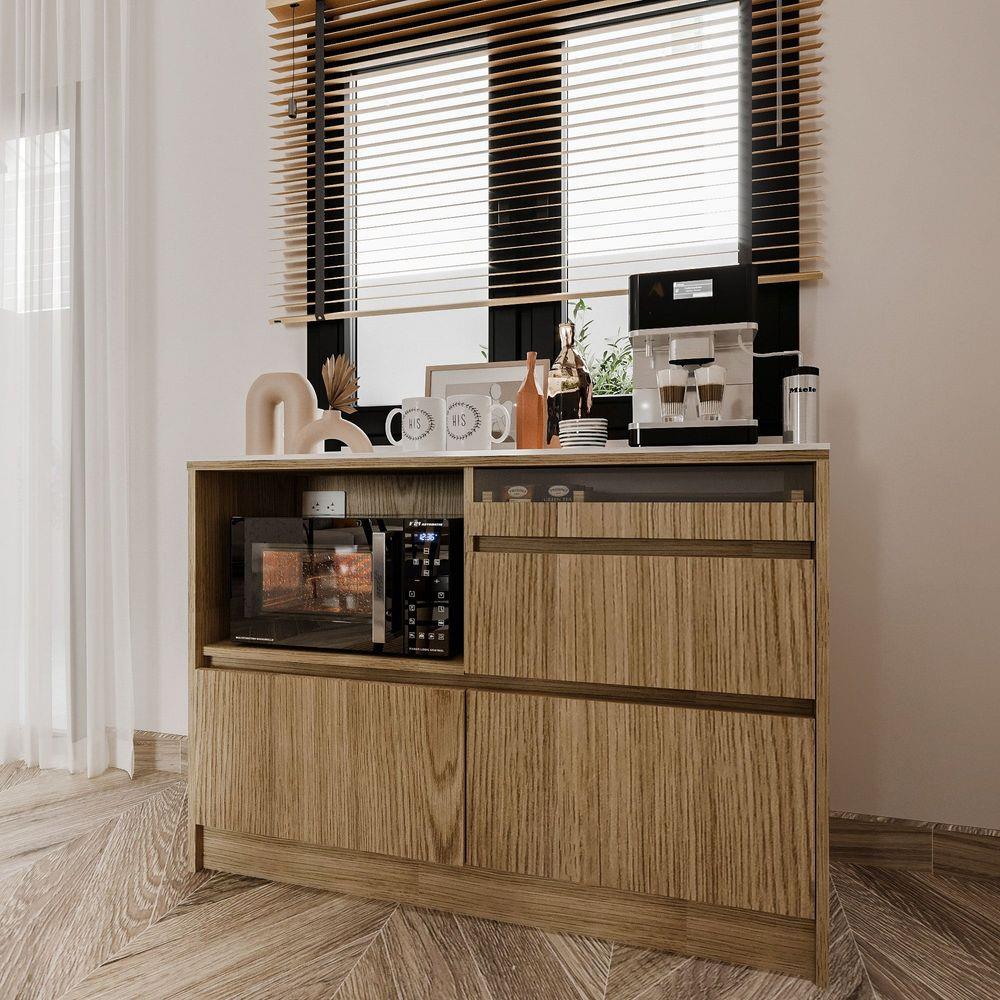 ตู้เตี้ยบานผสม SB FURNITURE PURIN 19220502 120 ซม. สีแคนยอนโอ๊ค