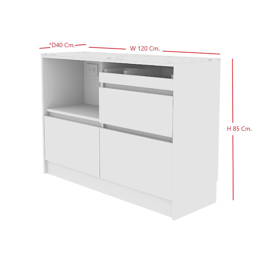 ตู้เตี้ย SB FURNITURE PURIN 19220503 120 ซม. สีขาว