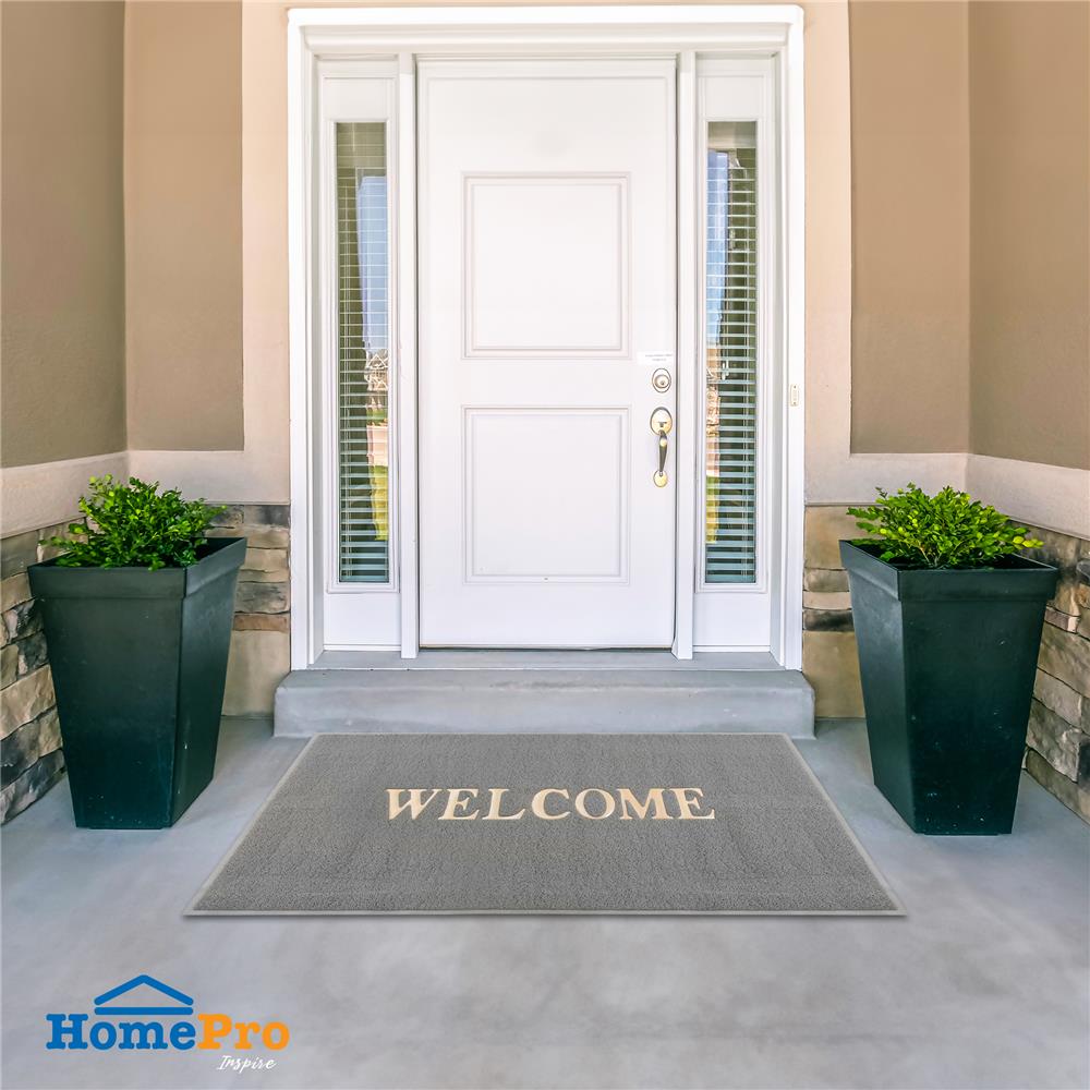 พรมเช็ดเท้าดักฝุ่น HOME LIVING STYLE WELCOME 120X180 ซม. สีเทา