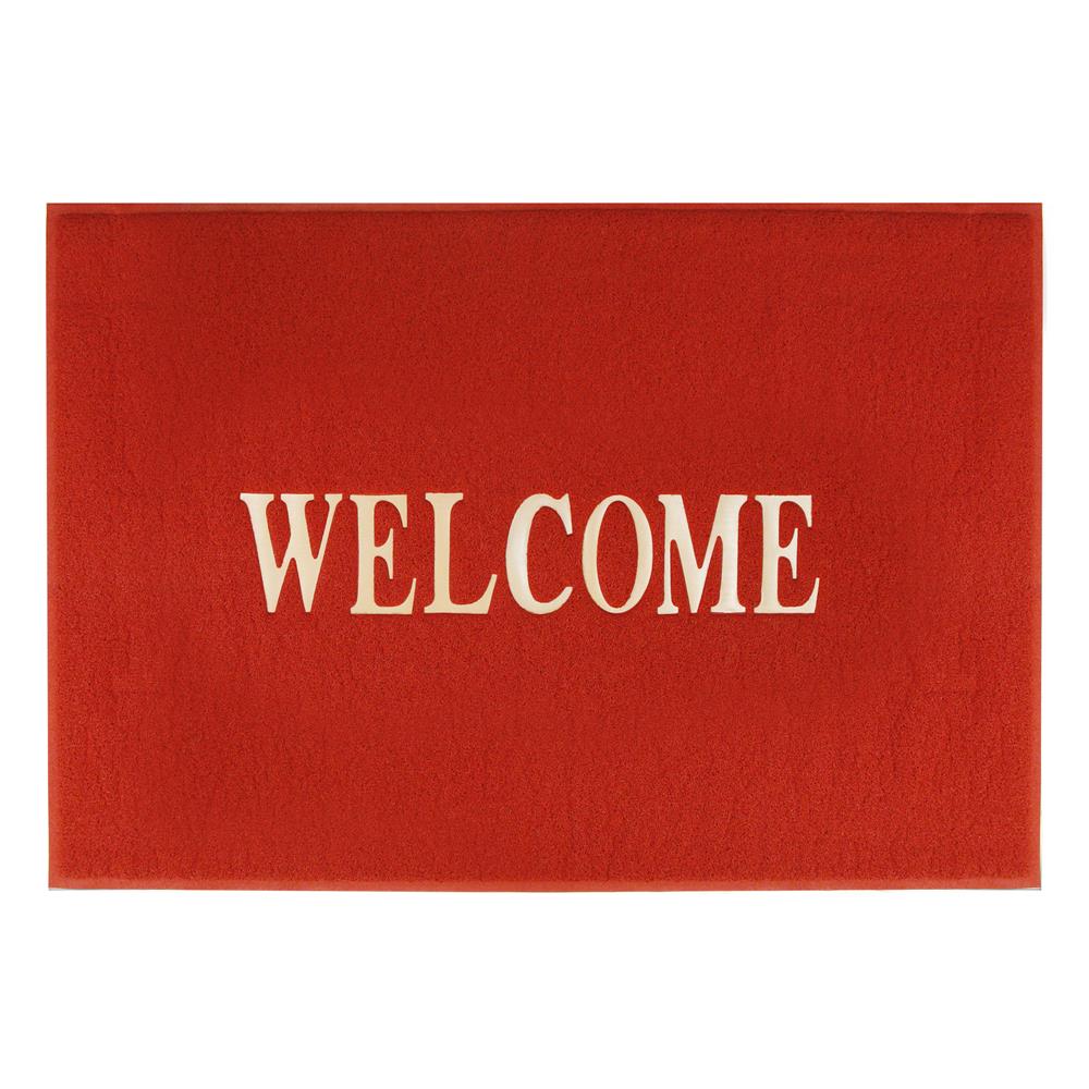พรมเช็ดเท้าดักฝุ่น HOME LIVING STYLE WELCOME 120X180 ซม. สีแดง