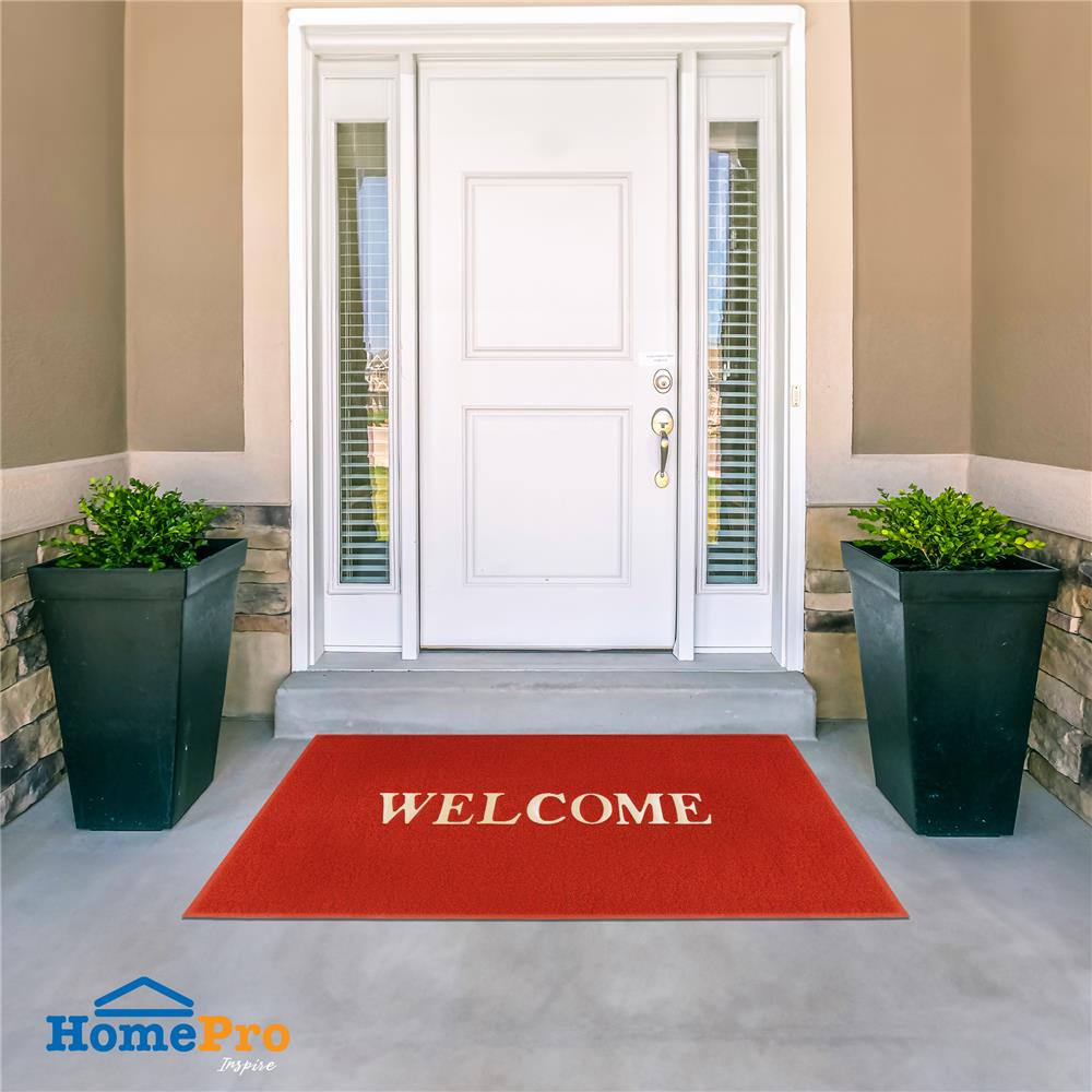 พรมเช็ดเท้าดักฝุ่น HOME LIVING STYLE WELCOME 120X180 ซม. สีแดง