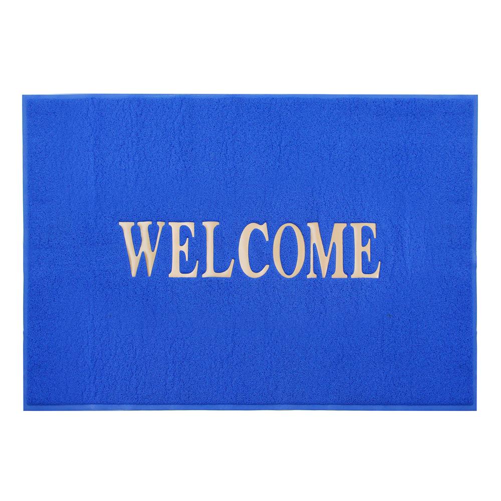 พรมเช็ดเท้าดักฝุ่น HOME LIVING STYLE WELCOME 120X180 ซม. สีน้ำเงิน