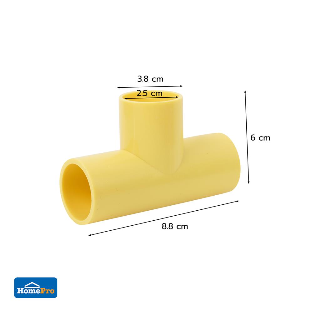 ข้อต่อ 3 ทาง ELECKTA 1 นิ้ว สีเหลือง แพ็ก 10 ชิ้น