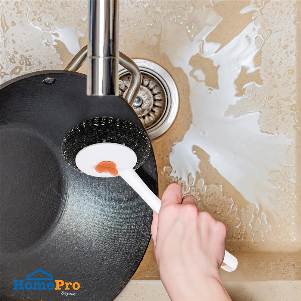 แปรงล้างกระทะฝอยสเตนเลส ACCO C-NAMI สีขาว