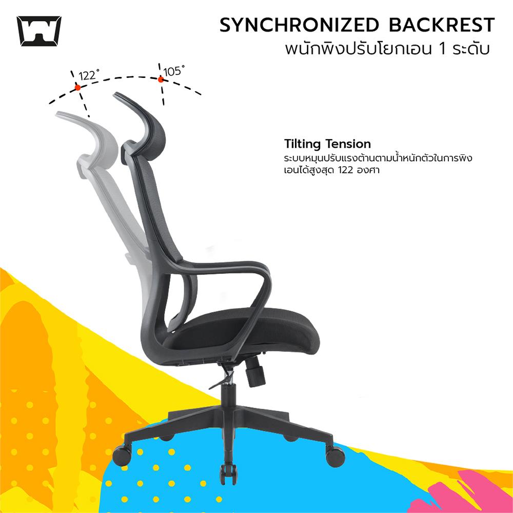 เก้าอี้เพื่อสุขภาพ WORK STATION MODEL-G สีเทา/ขาว