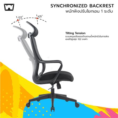 เก้าอี้เพื่อสุขภาพ WORK STATION MODEL-G สีเทา/ขาว_8