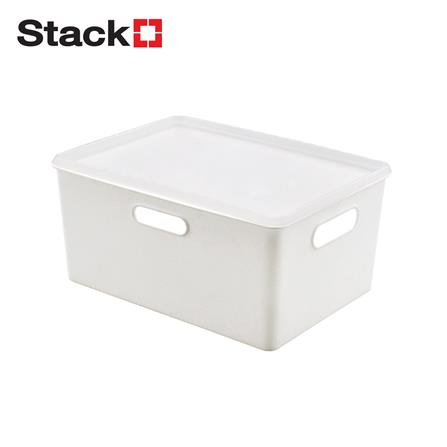 กล่องเก็บของมีฝา STACKO BT10-2 19.1x26.4x12 ซม. สีขาว