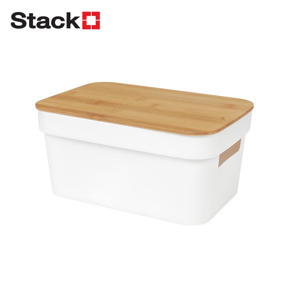 กล่องฝาไม้ 3.5 ลิตร STACKO HOMEY 26.5x17x12.5 ซม. สีขาว_1