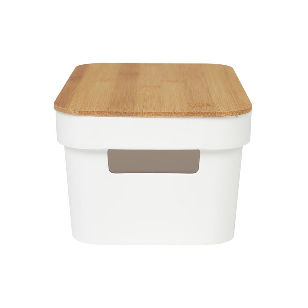 กล่องฝาไม้ 3.5 ลิตร STACKO HOMEY 26.5x17x12.5 ซม. สีขาว