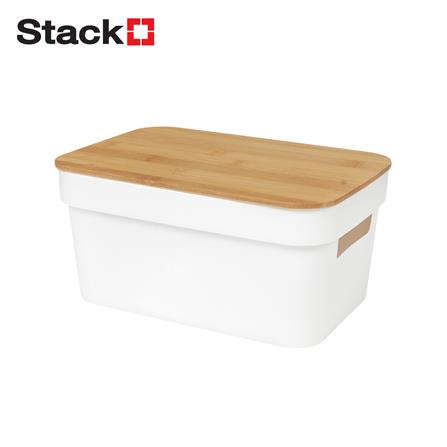 กล่องฝาไม้ 3.5 ลิตร STACKO HOMEY 26.5x17x12.5 ซม. สีขาว_0