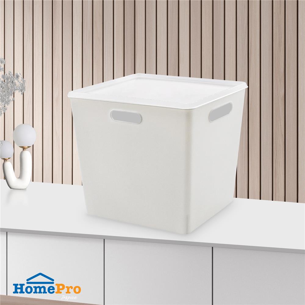 กล่องเก็บของมีฝา STACKO BT25-2 19.1x26.4x23 ซม. สีขาว