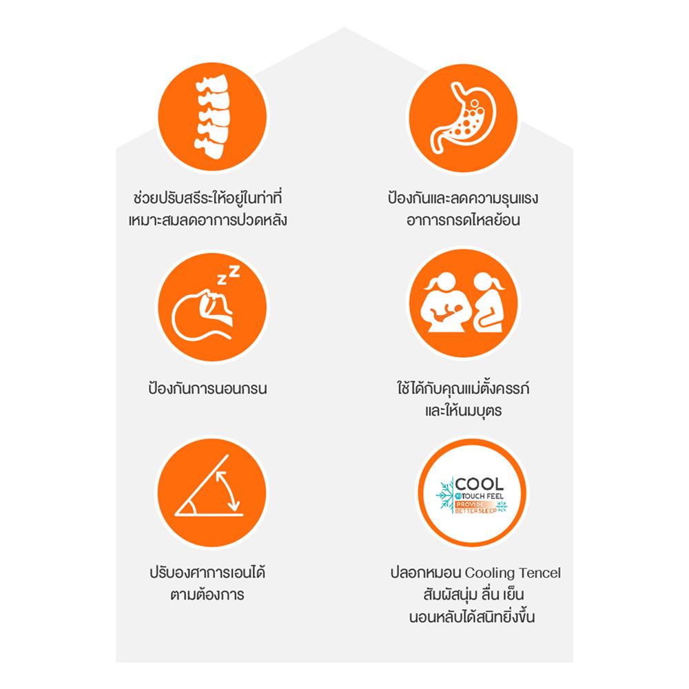 หมอนสุขภาพ เมมโมรี่โฟม ERGOTREND ANTI GERD 60x68x20 ซม. สีขาว