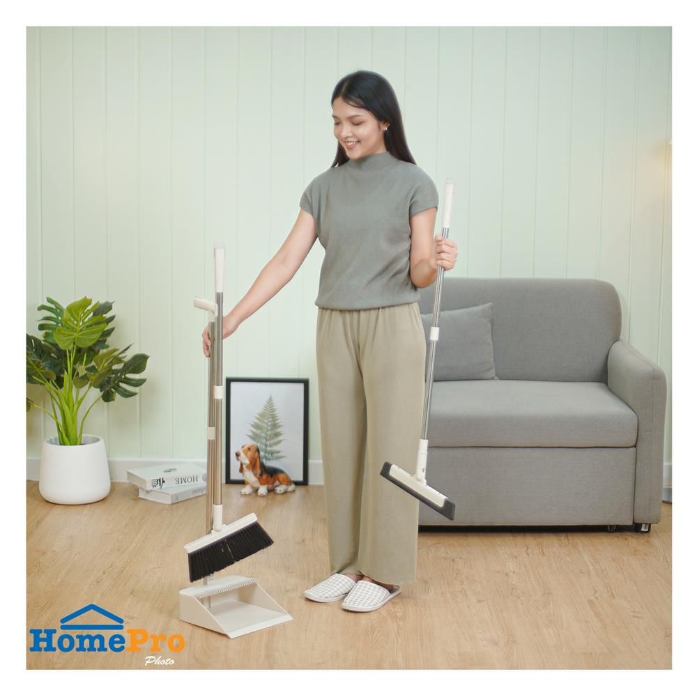 ชุดไม้กวาดที่โกยผงพร้อมยางไล่น้ำ 3IN1 ACCO NAMI สีเบจ