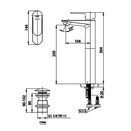 ก๊อกอ่างล้างหน้าผสม COTTO CT2402AY สีโครม_2