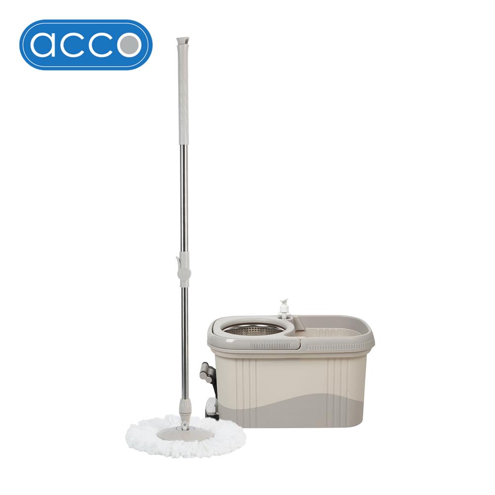 ชุดอุปกรณ์ถังปั่นขาเหยียบพร้อมไม้ม็อบ ACCO META สีเบจ