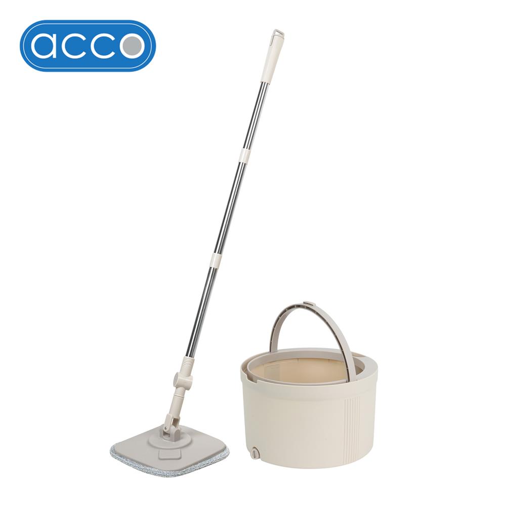 ชุดอุปกรณ์ถังปั่นกลมพร้อมไม้ม็อบ ACCO META สีเบจ_1