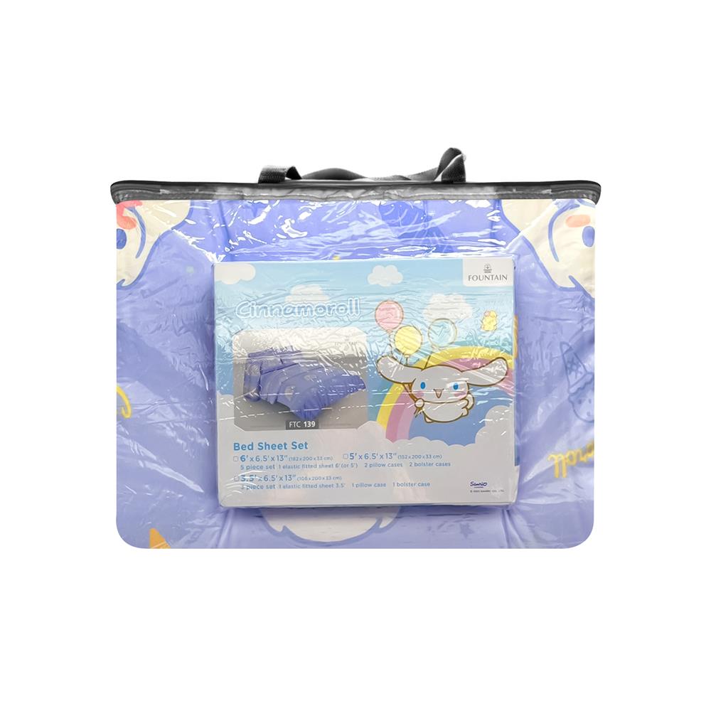 ชุดผ้าปูที่นอน 6 ฟุต 6 ชิ้น FOUNTAIN CINNAMOROLL 70209-FTC139