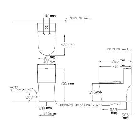 สุขภัณฑ์ 1 ชิ้น COTTO C11003H สีขาว_2